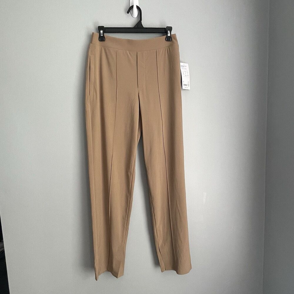 NEW Athleta Brooklyn Height Slim Pants 4 Beige Pintuck Packable Zip Pockets